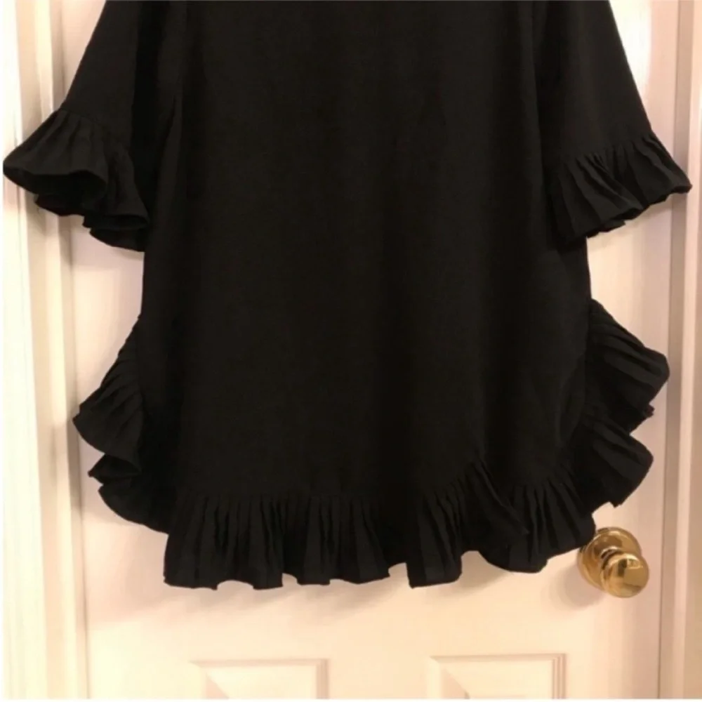 CARMEN MARC VALVO pleated-Trim Elbow-Sleeve Blouse - Picture 9 of 12